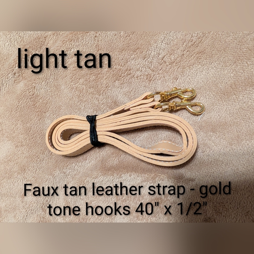 Light Tan Faux Leather Strap with Gold Hooks
